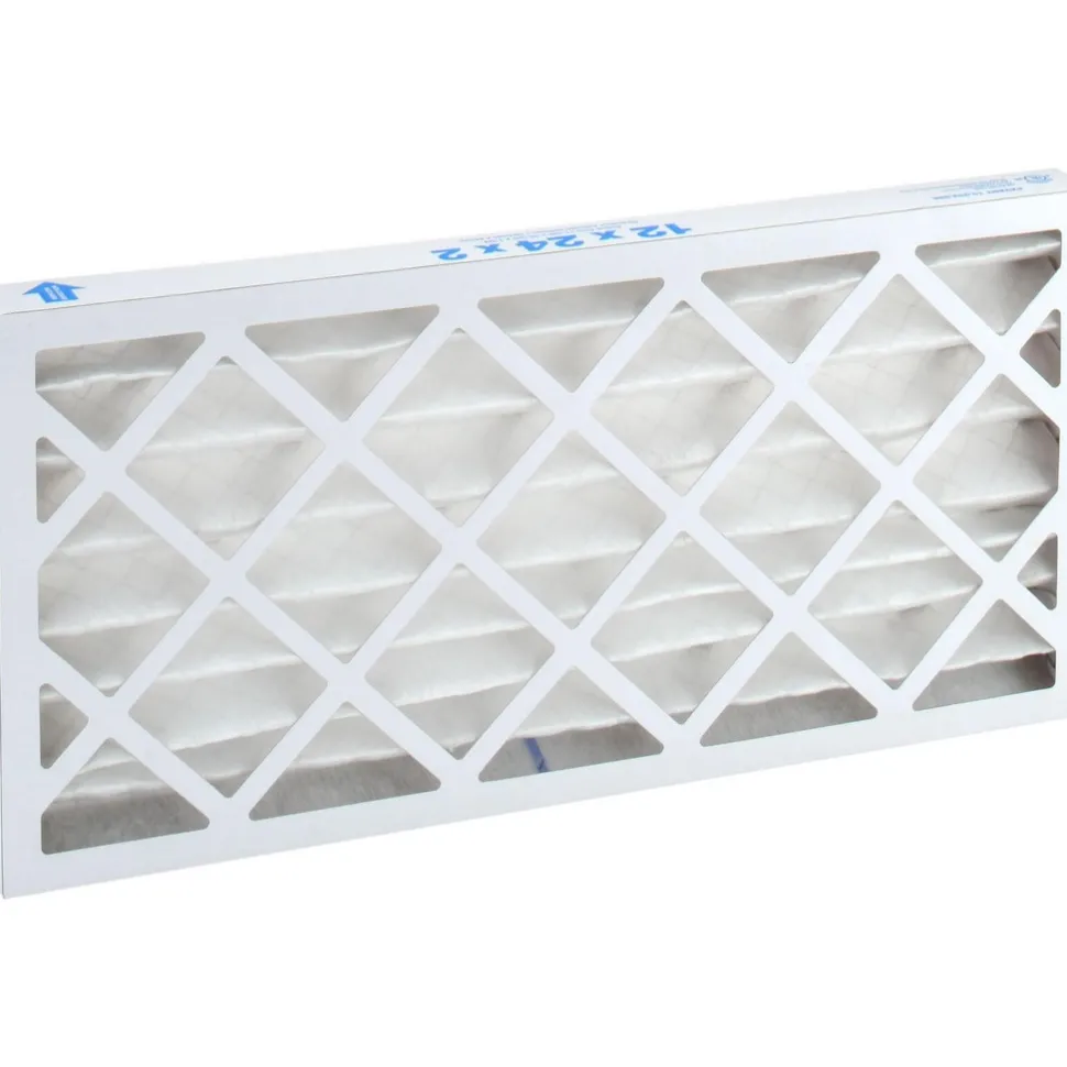 Pleated Air Filter: Wire-Backed Pleated, MERV 8, Synthetic, 35% Efficient, 12" High, 24" Wide, 2" Deep