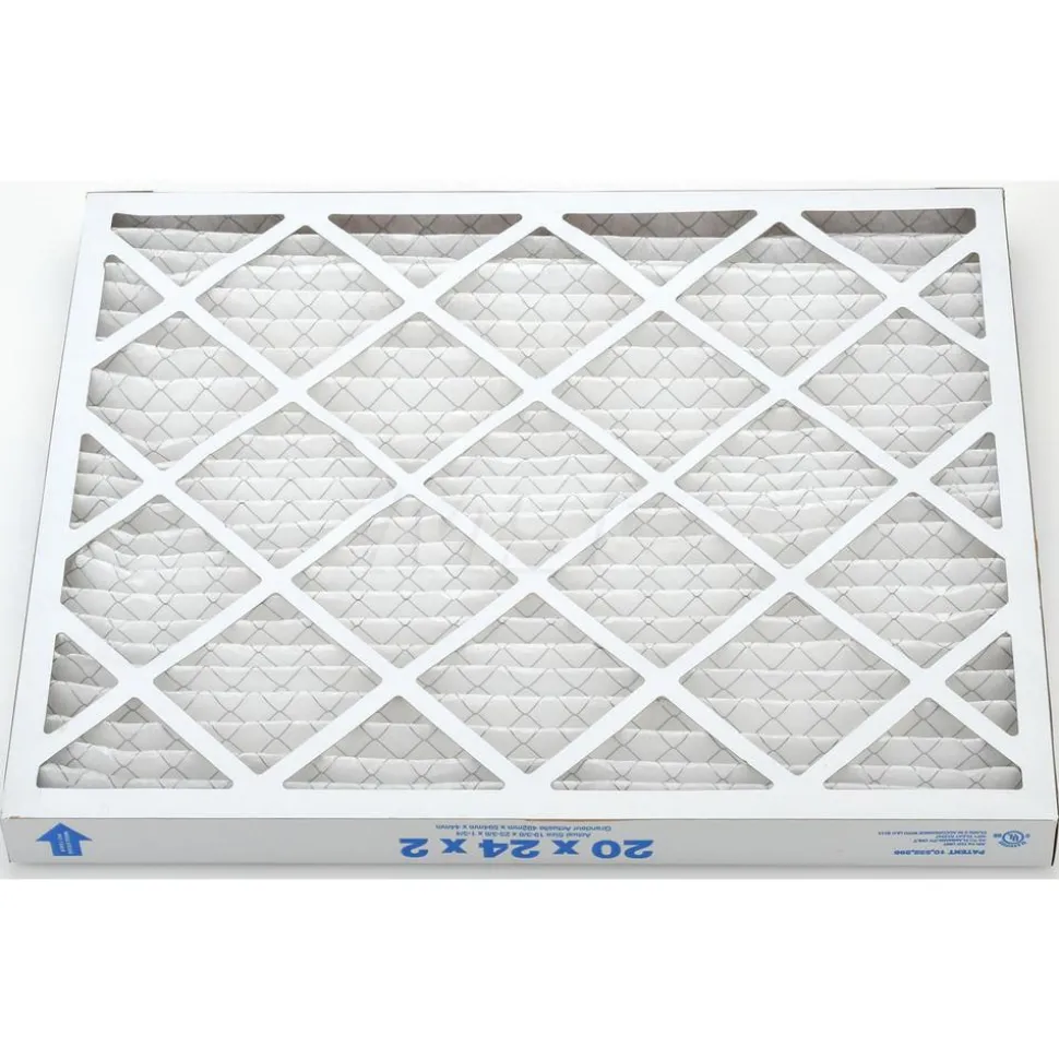 Pleated Air Filter: Wire-Backed Pleated, MERV 10, Synthetic, 55% Efficient, 20" High, 24" Wide, 2" Deep