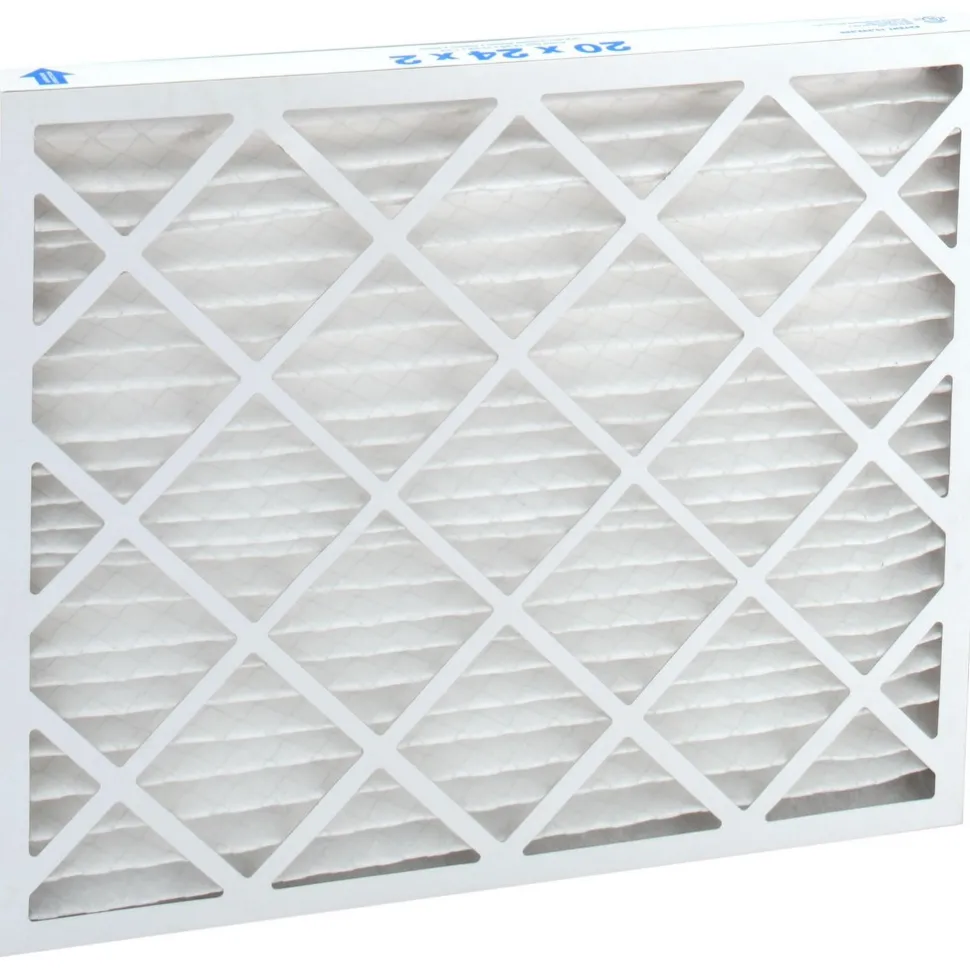 Pleated Air Filter: Wire-Backed Pleated, MERV 10, Synthetic, 55% Efficient, 20" High, 24" Wide, 2" Deep