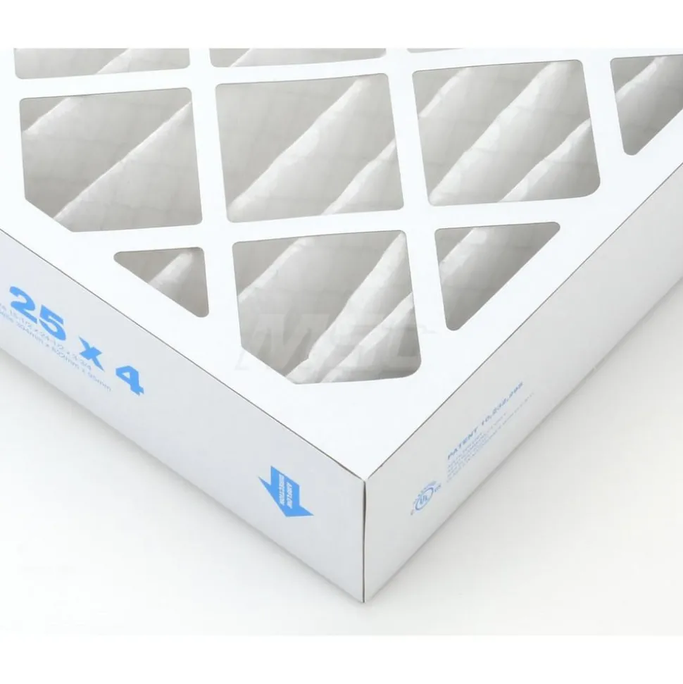 Pleated Air Filter: Wire-Backed Pleated, MERV 8, Synthetic, 35% Efficient, 16" High, 25" Wide, 4" Deep