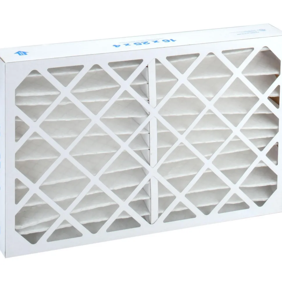 Pleated Air Filter: Wire-Backed Pleated, MERV 8, Synthetic, 35% Efficient, 16" High, 25" Wide, 4" Deep