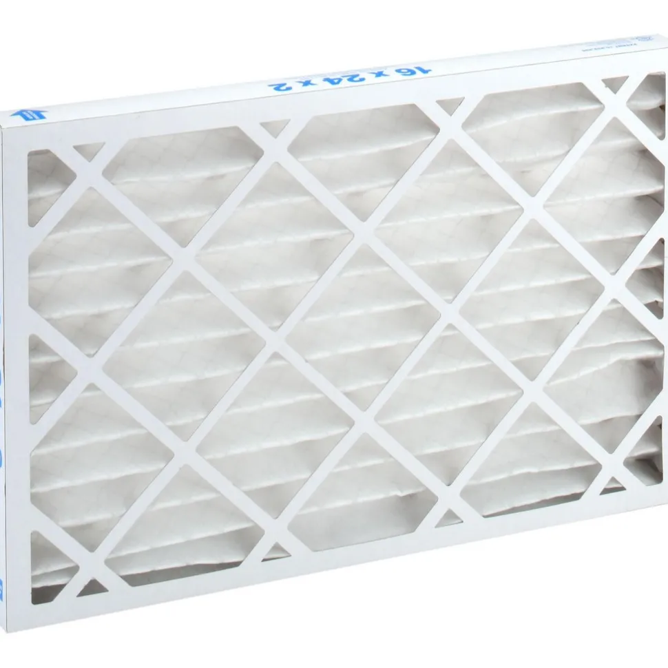 Pleated Air Filter: Wire-Backed Pleated, MERV 8, Synthetic, 35% Efficient, 16" High, 24" Wide, 2" Deep