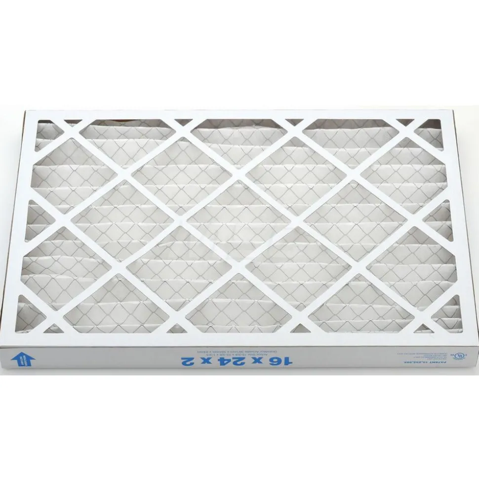 Pleated Air Filter: Wire-Backed Pleated, MERV 8, Synthetic, 35% Efficient, 16" High, 24" Wide, 2" Deep