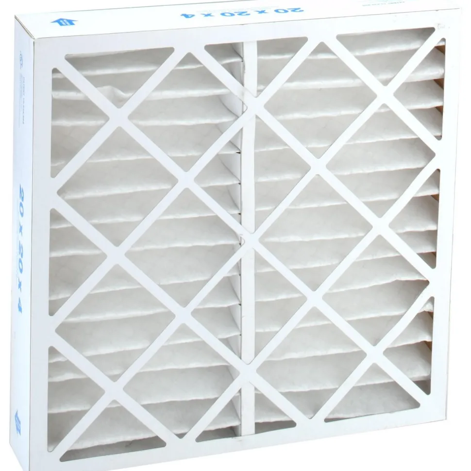 Pleated Air Filter: Wire-Backed Pleated, MERV 8, Synthetic, 35% Efficient, 20" High, 20" Wide, 4" Deep