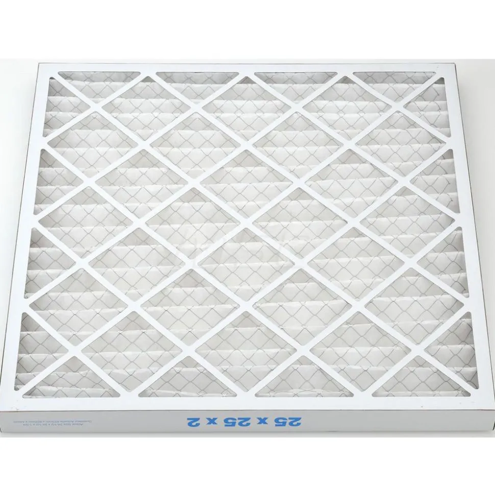 Pleated Air Filter: Wire-Backed Pleated, MERV 8, Synthetic, 35% Efficient, 25" High, 25" Wide, 2" Deep