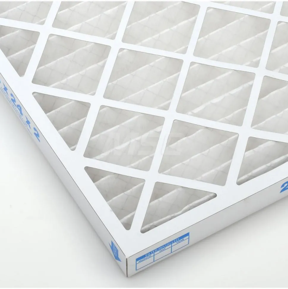 Pleated Air Filter: Wire-Backed Pleated, MERV 8, Synthetic, 35% Efficient, 24" High, 24" Wide, 2" Deep