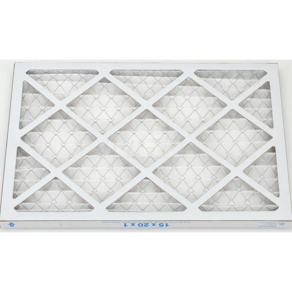 Pleated Air Filter: Wire-Backed Pleated, MERV 8, Synthetic, 35% Efficient, 15" High, 20" Wide, 1" Deep