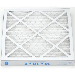 Pleated Air Filter: Wire-Backed Pleated, MERV 10, Synthetic, 55% Efficient, 16" High, 16" Wide, 2" Deep