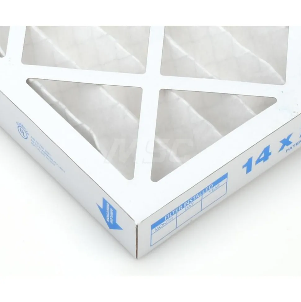 Pleated Air Filter: Wire-Backed Pleated, MERV 8, Synthetic, 35% Efficient, 14" High, 20" Wide, 2" Deep