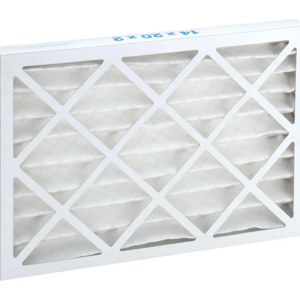 Pleated Air Filter: Wire-Backed Pleated, MERV 8, Synthetic, 35% Efficient, 14" High, 20" Wide, 2" Deep