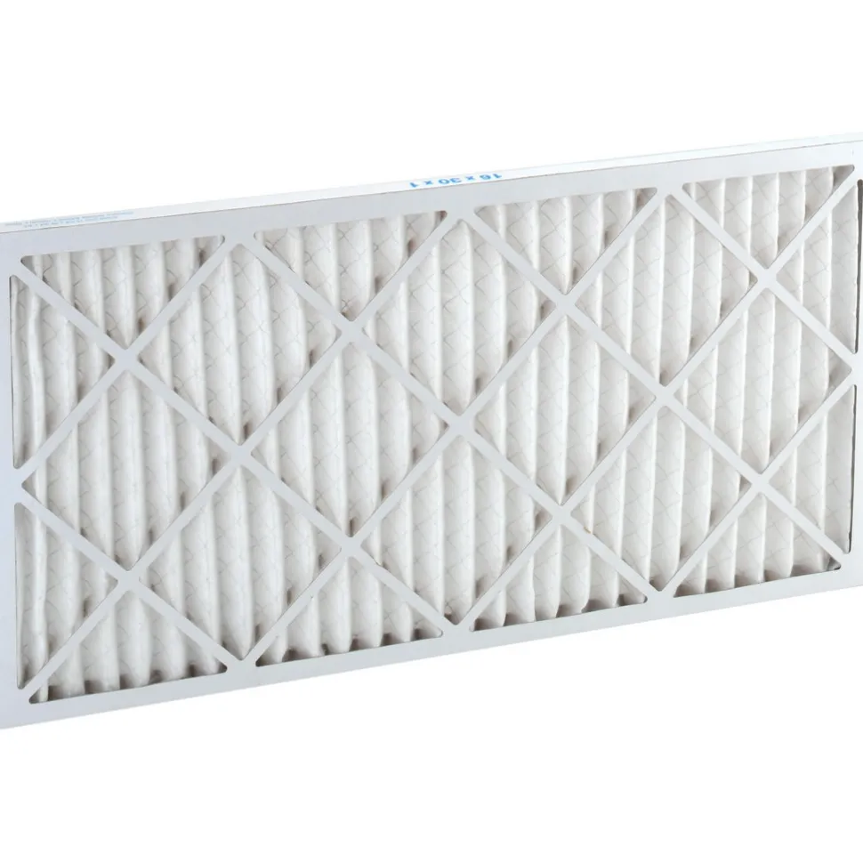 Pleated Air Filter: Wire-Backed Pleated, MERV 8, Synthetic, 35% Efficient, 16" High, 30" Wide, 1" Deep