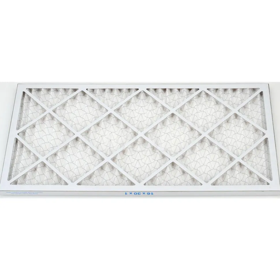 Pleated Air Filter: Wire-Backed Pleated, MERV 8, Synthetic, 35% Efficient, 16" High, 30" Wide, 1" Deep