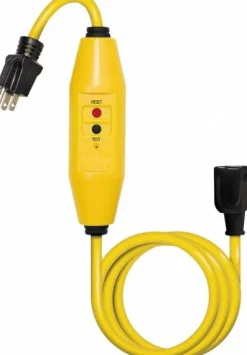 Plug-In GFCI Cord Set: 6' Cord, 15A, 125V