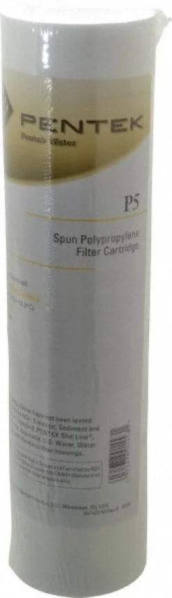 Plumbing Cartridge Filter: 2-3/8" OD, 9-7/8" Long, 5 micron, Polypropylene