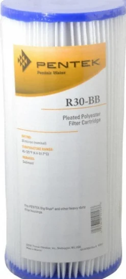 Plumbing Cartridge Filter: 4-1/2" OD, 9-3/4" Long, 30 micron, Non-Woven Polyester