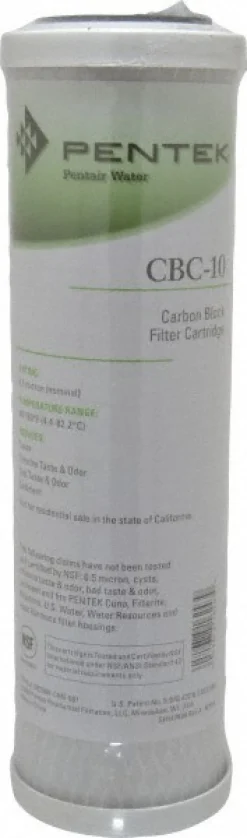 Plumbing Cartridge Filter: 2-7/8" OD, 9-3/4" Long, 0.5 micron, Carbon Briquette