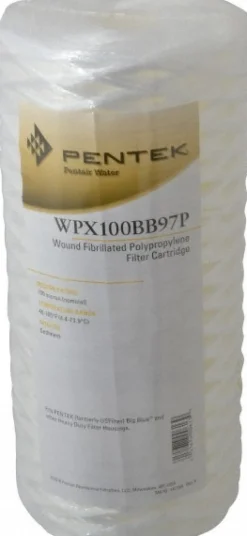 Plumbing Cartridge Filter: 4-1/2" OD, 9-7/8" Long, 100 micron, Fibrillated Polypropylene