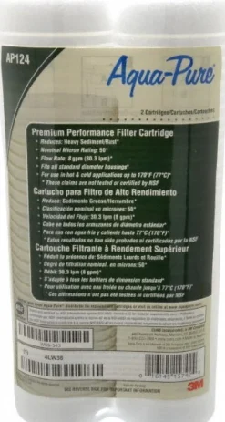 Plumbing Cartridge Filter: 2-1/2" OD, 9-3/4" Long, 50 micron, Cellulose Fiber