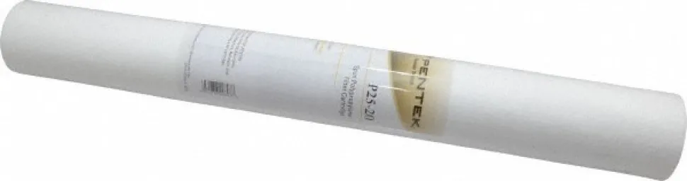 Plumbing Cartridge Filter: 2-3/8" OD, 20" Long, 25 micron, Polypropylene