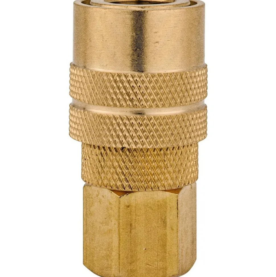 Pneumatic Hose Coupling: 1/4" Thread, 1/4" Body Dia, Industrial Interchange
