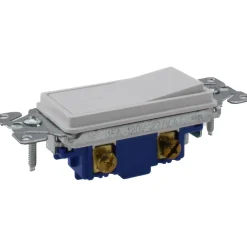 1 Pole, 120 to 277 VAC, 15 Amp, Commercial Grade Rocker Wall Switch