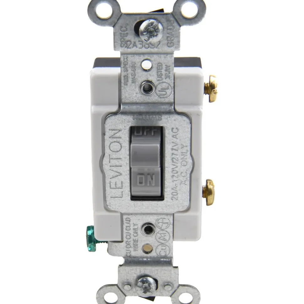 1 Pole, 120 to 277 VAC, 20 Amp, Commercial Grade Toggle Wall Switch