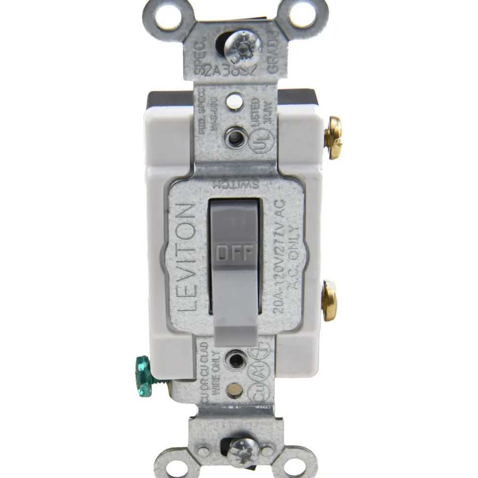 1 Pole, 120 to 277 VAC, 20 Amp, Commercial Grade Toggle Wall Switch