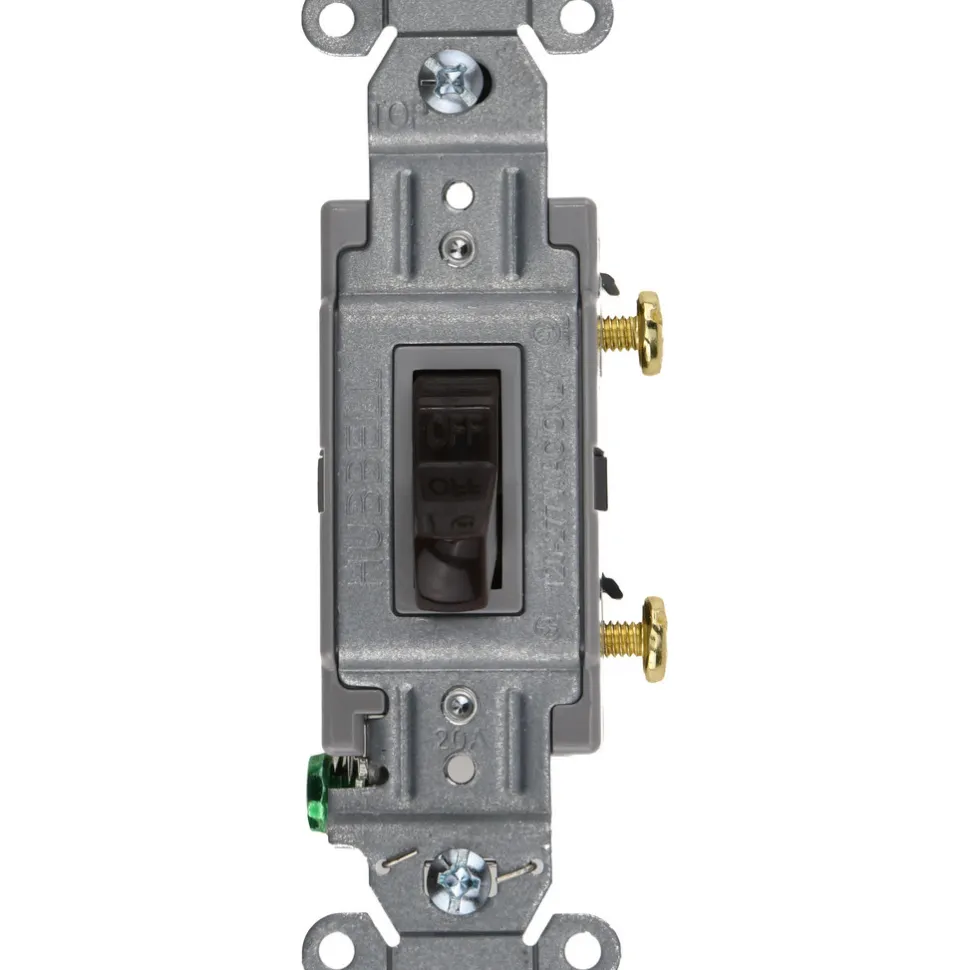 1 Pole, 120 to 277 VAC, 20 Amp, Commercial Grade Toggle Wall Switch