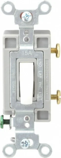 1 Pole, 120 to 277 VAC, 15 Amp, Commercial Grade Toggle Wall Switch