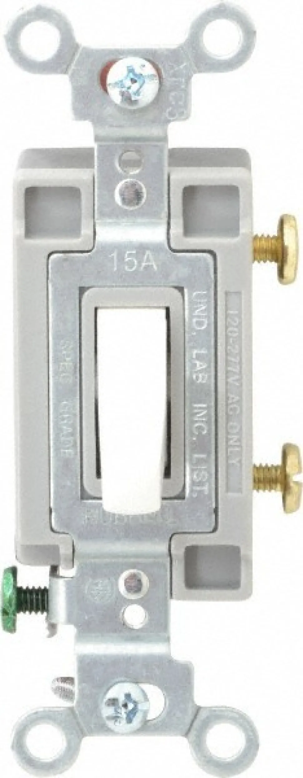 1 Pole, 120 to 277 VAC, 15 Amp, Commercial Grade Toggle Wall Switch