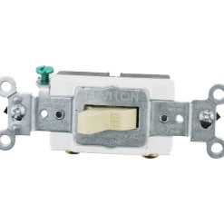 1 Pole, 120 to 277 VAC, 15 Amp, Commercial Grade Toggle Wall Switch