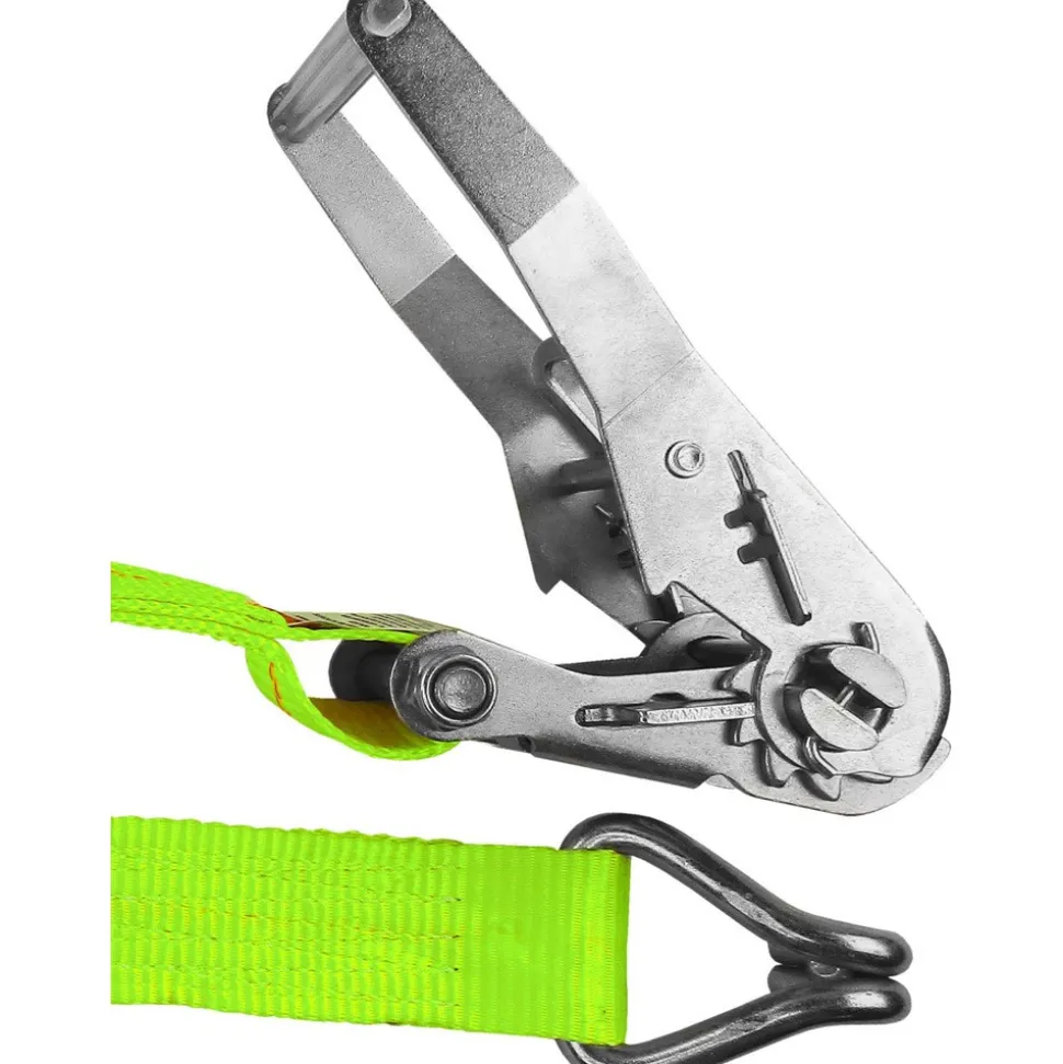 Polyester Rachet Tie Down: 40' Long, 2" Wide, 10000 lb Breaking Strength, 3300.000 lb Load Capacity