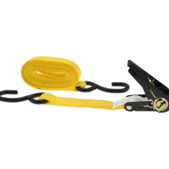 Polyester Ratchet Strap Tie Down: 15' Long, 1" Wide, 160.000 lb Load Capacity