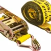 Polyester Ratchet Strap Tie Down: 15' Long, 2" Wide, 5000 lb Breaking Strength, 1650.000 lb Load Capacity
