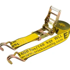 Polyester Ratchet Strap Tie Down: 15' Long, 2" Wide, 5000 lb Breaking Strength, 1650.000 lb Load Capacity