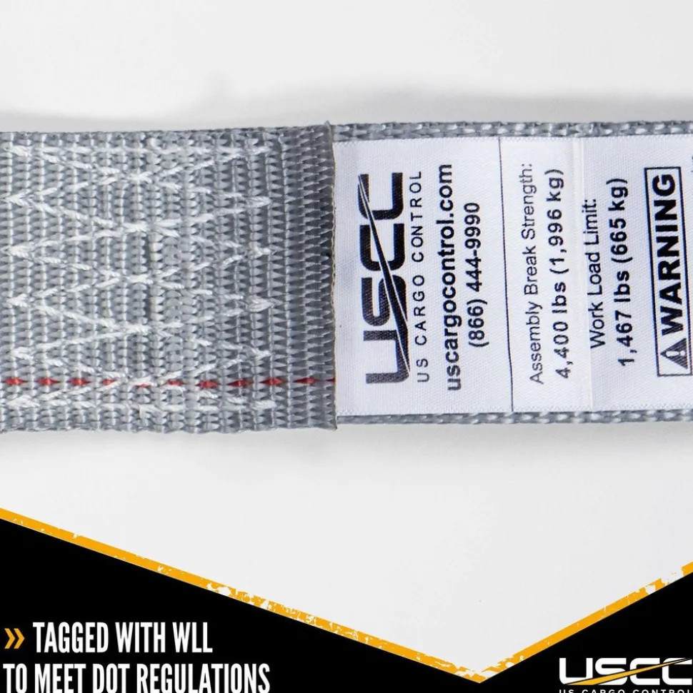 Polyester Ratchet Strap Tie Down: 16' Long, 2" Wide, 4400 lb Breaking Strength, 1467.000 lb Load Capacity