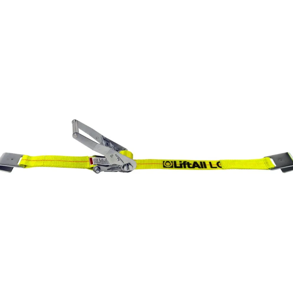 Polyester Ratchet Strap Tie Down: 27' Long, 2" Wide, 10000 lb Breaking Strength, 3300.000 lb Load Capacity