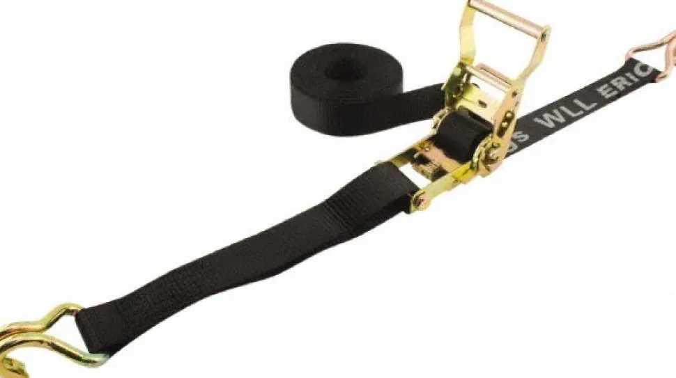 Polyester Ratchet Strap Tie Down: 15' Long, 1-1/2" Wide, 4000 lb Breaking Strength, 1300.000 lb Load Capacity