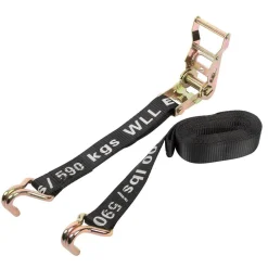 Polyester Ratchet Strap Tie Down: 15' Long, 1-1/2