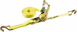 Polyester Ratchet Strap Tie Down: 15' Long, 1" Wide, 3000 lb Breaking Strength, 1000.000 lb Load Capacity