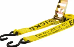Polyester Ratchet Strap Tie Down: 15' Long, 2" Wide, 2500 lb Breaking Strength, 833.000 lb Load Capacity