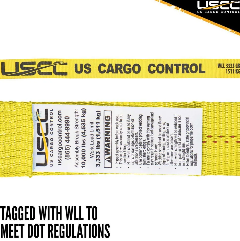 Polyester Ratchet Strap Tie Down: 27' Long, 2" Wide, 10000 lb Breaking Strength, 3333.000 lb Load Capacity