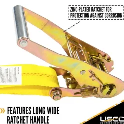 Polyester Ratchet Strap Tie Down: 27' Long, 2