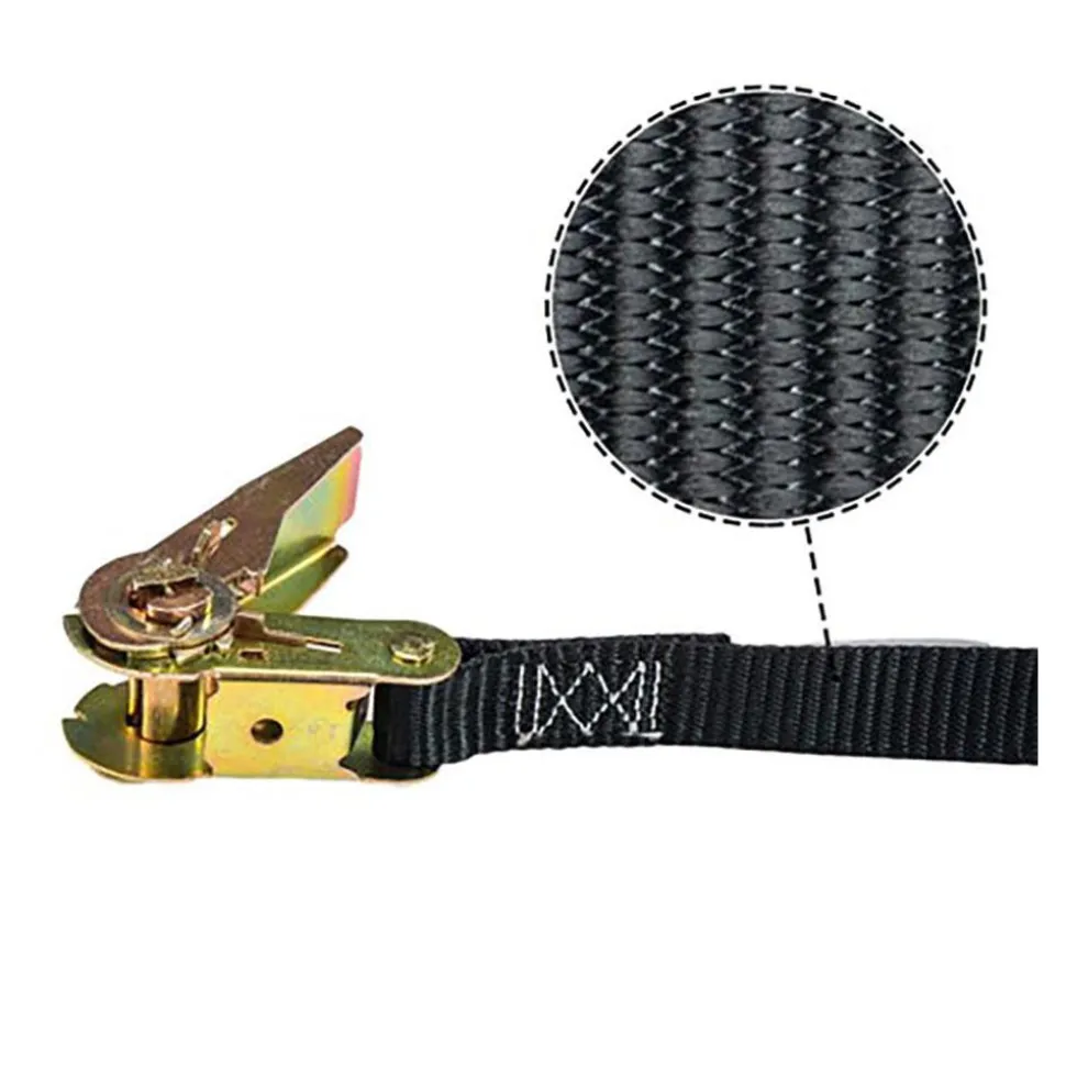 Polyester Ratchet Strap Tie Down: 10' Long, 1" Wide, 1500 lb Breaking Strength, 500.000 lb Load Capacity
