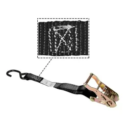 Polyester Ratchet Strap Tie Down: 15' Long, 1" Wide, 1200 lb Breaking Strength, 400.000 lb Load Capacity