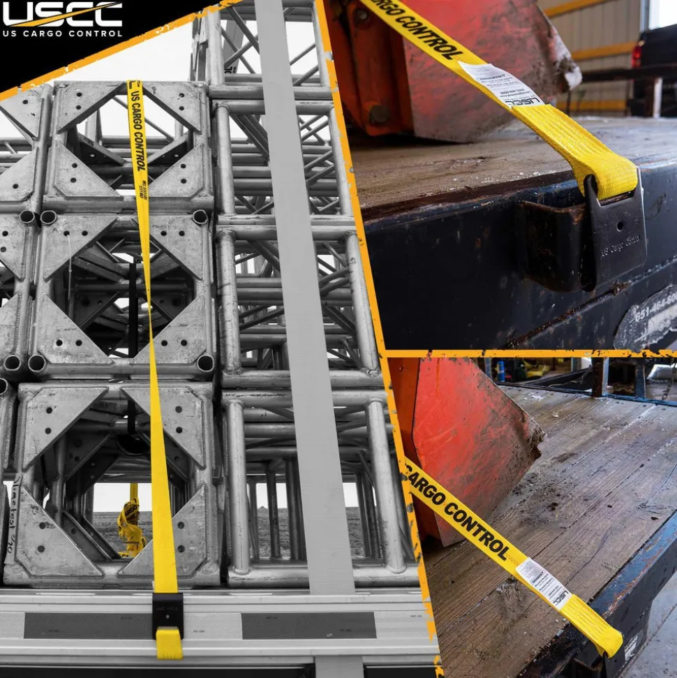 Polyester Ratchet Strap Tie Down: 18' Long, 2" Wide, 10000 lb Breaking Strength, 3333.000 lb Load Capacity