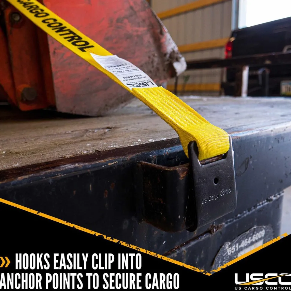 Polyester Ratchet Strap Tie Down: 18' Long, 2" Wide, 10000 lb Breaking Strength, 3333.000 lb Load Capacity