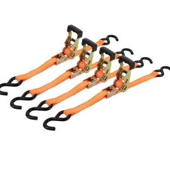 Polyester Ratchet Strap Tie Down: 15' Long, 1