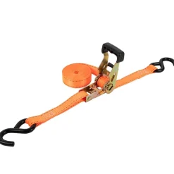 Polyester Ratchet Strap Tie Down: 15' Long, 1