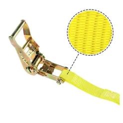 Polyester Ratchet Strap Tie Down: 15' Long, 1